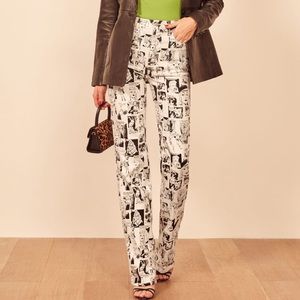 Reformation Newsprint High Rise Straight Long Jeans